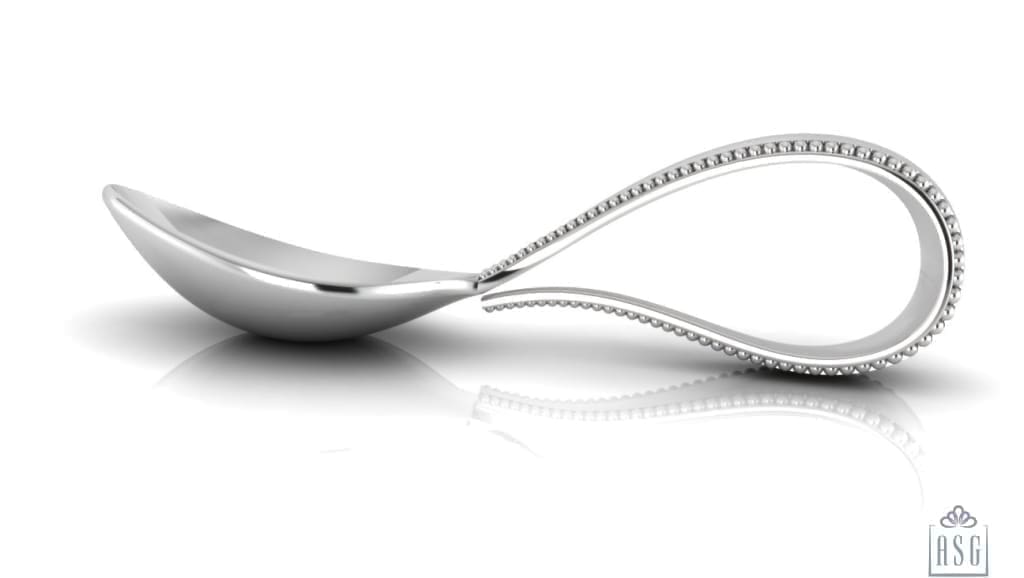 Sterling Silver Baby Spoon & Fork Set - Beaded Loop