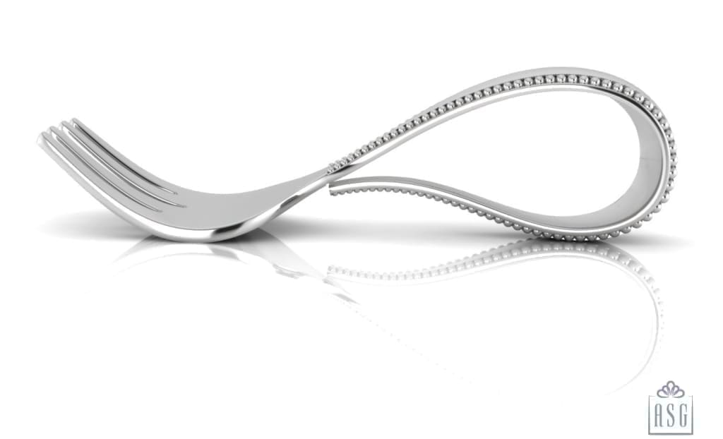 Sterling Silver Baby Spoon & Fork Set - Beaded Loop