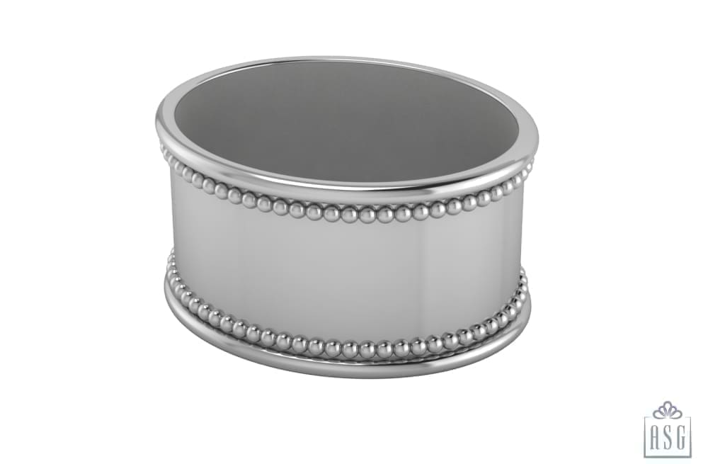 Sterling Silver Beaded Oval Napkin Ring