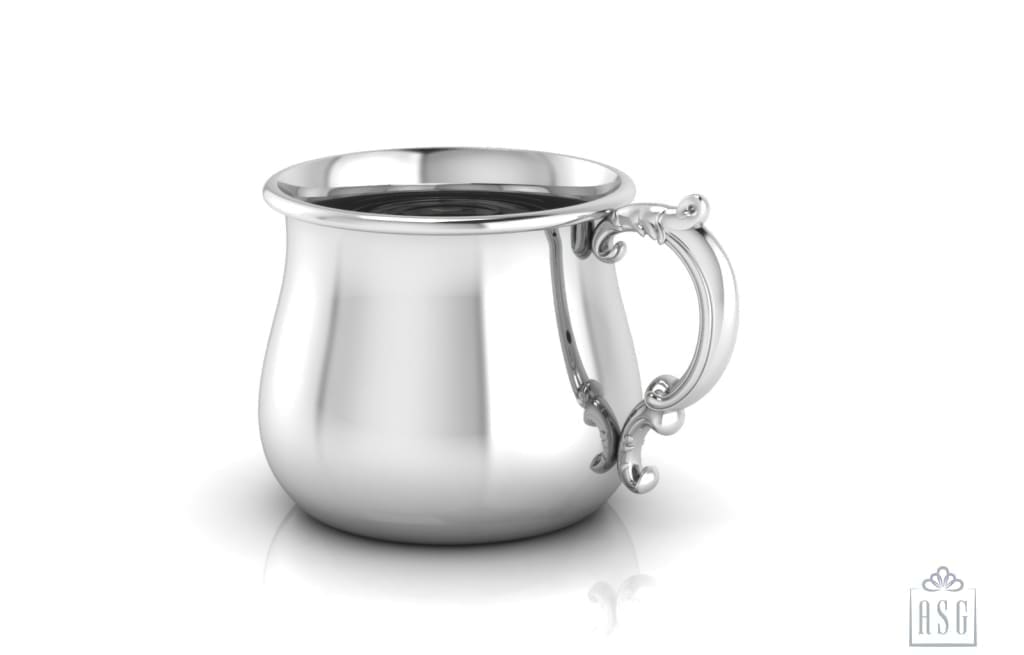 Sterling Silver Baby Cup - Bulge with a Victorian Handle