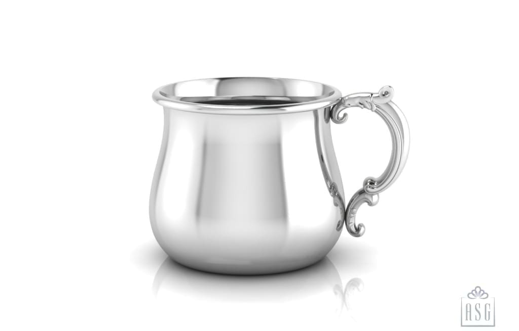 Sterling Silver Baby Cup - Bulge with a Victorian Handle