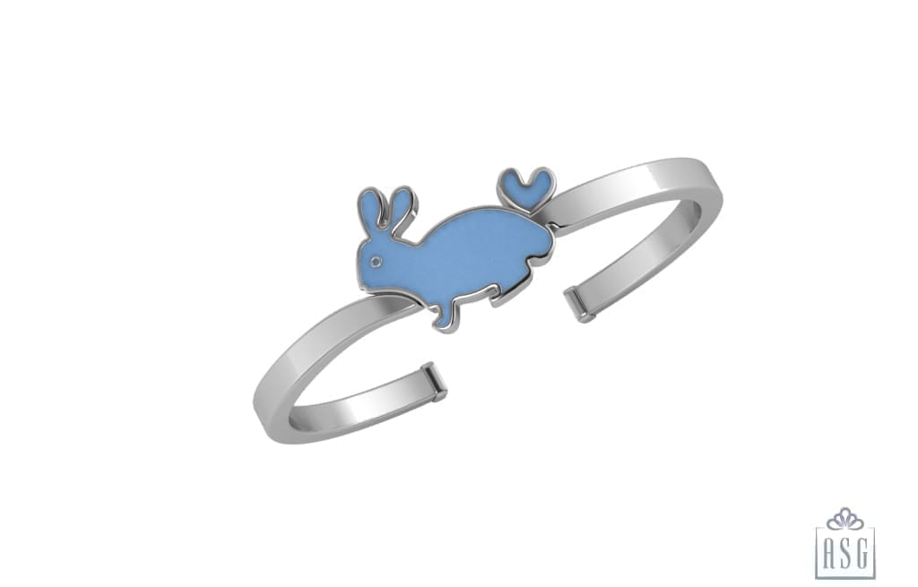 Sterling Silver Baby Cuff Kada with a Bunny