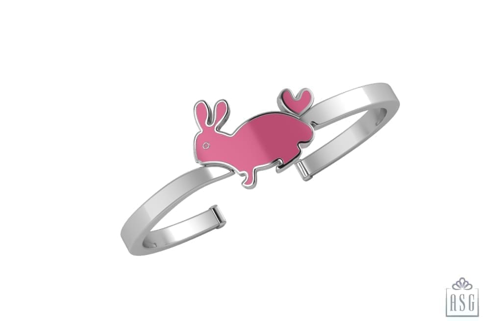 Sterling Silver Baby Cuff Kada with a Bunny