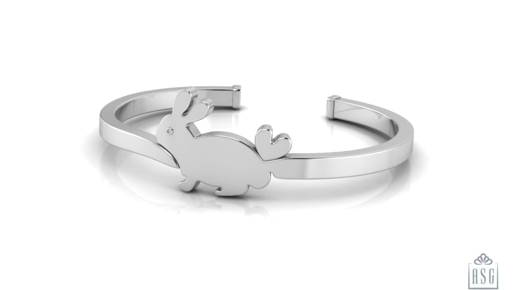 Sterling Silver Baby Cuff Kada with a Bunny