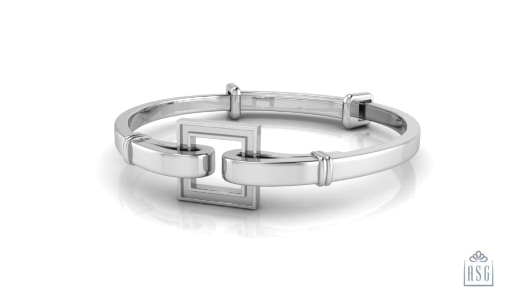 Sterling Silver Baby Bracelet Kada adjustable - " Catch a Square"