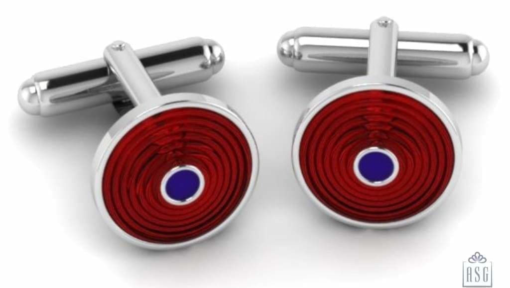 Sterling Silver Cufflinks with transparent red and blue enamel