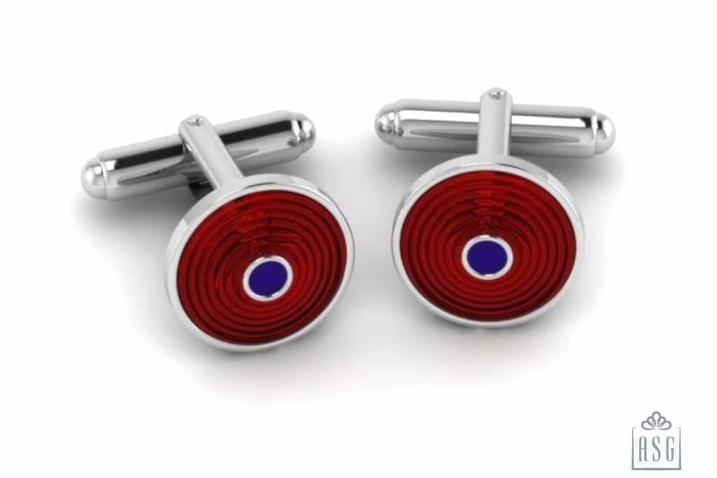 Sterling Silver Cufflinks with transparent red and blue enamel