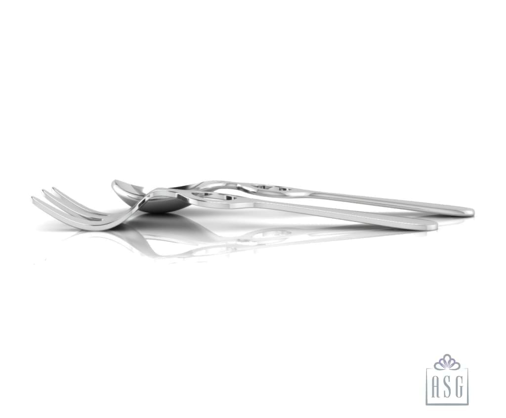 Sterling Silver Baby Spoon & Fork Set - Circles