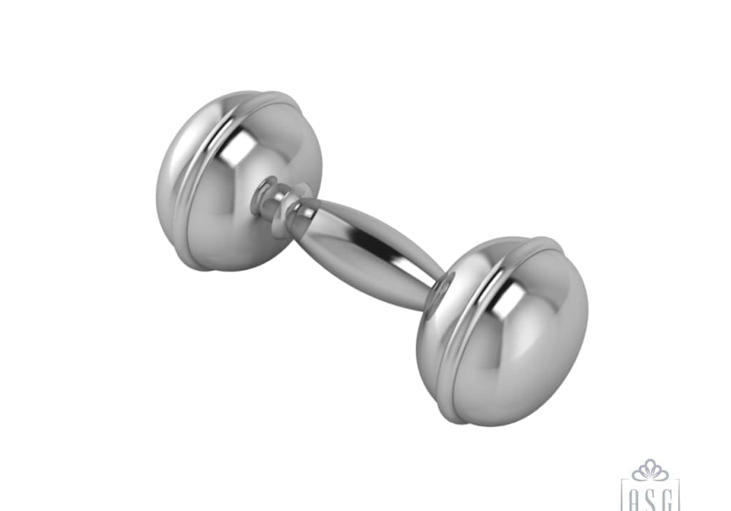 Sterling Silver Classic Dumbbell Baby Rattle