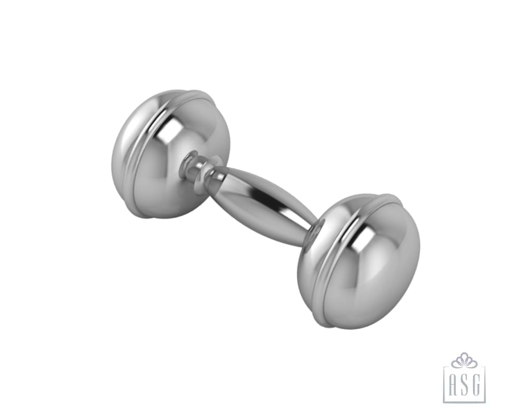 Sterling Silver Baby Rattle Classic Dumbbell
