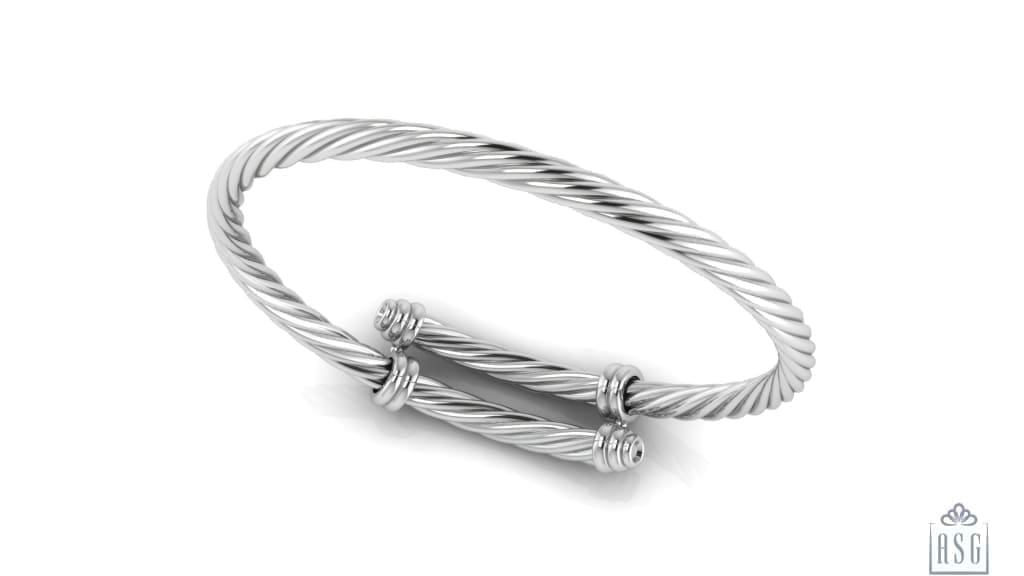 Sterling Silver Baby Bracelet Kada with a classic twisted design