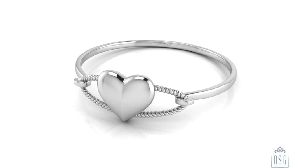 Sterling Silver Baby Bracelet Kada with a corded heart
