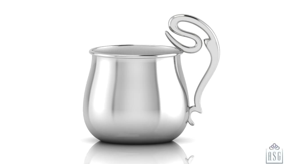 Sterling Silver Dinner Set for Baby and Child - Curved Feeding Set