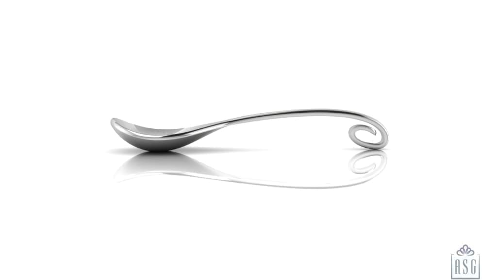 Sterling Silver Baby Spoon & Fork Set - Curved Loop