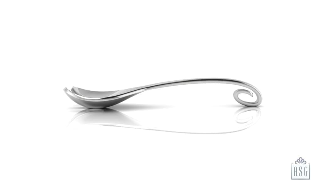 Sterling Silver Baby Spoon & Fork Set - Curved Loop