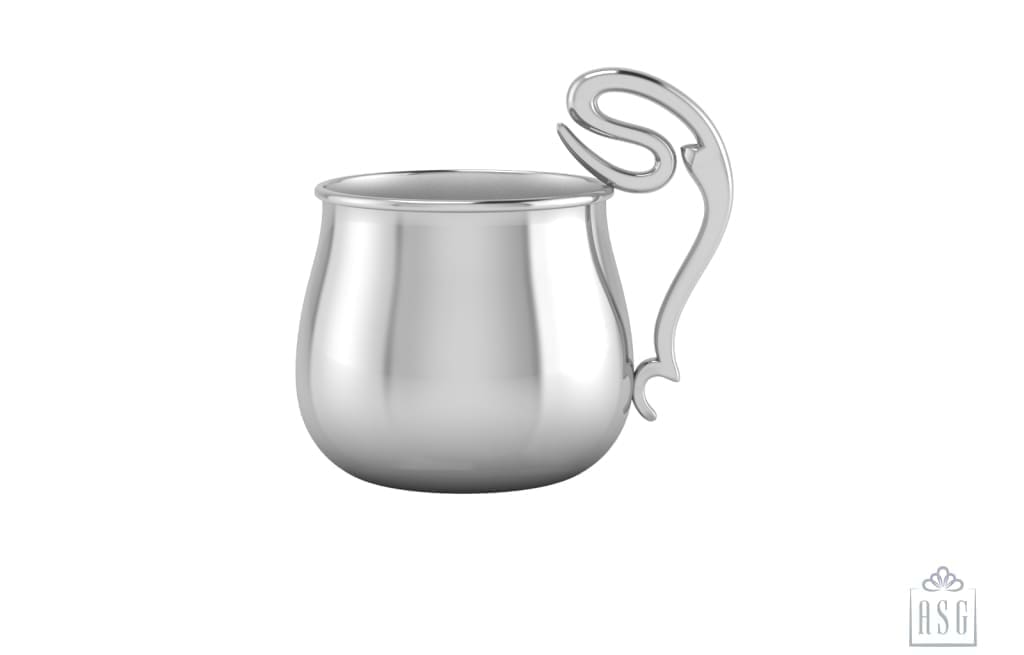 Sterling Silver Baby Cup with a Curved handle