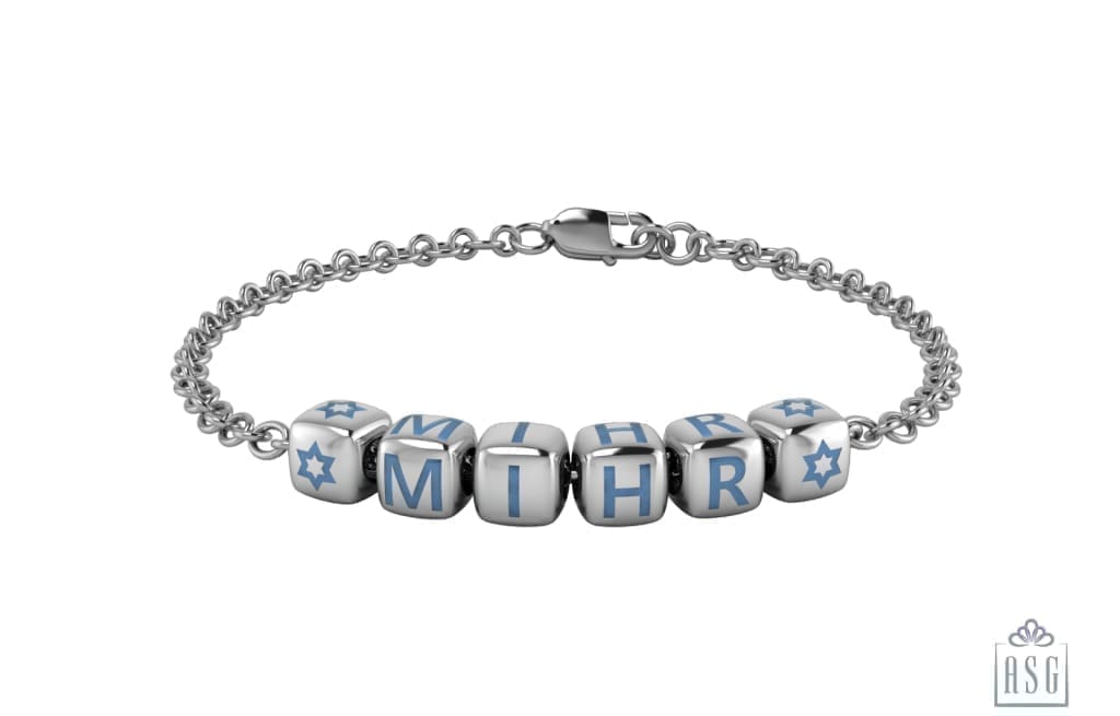 Sterling Silver Dice Babykubes Loose Bracelet For Baby & Child Blue / 4 Babykubes Bracelets