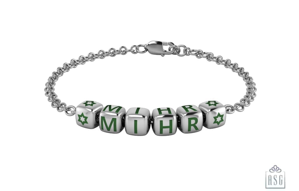 Sterling Silver Dice Babykubes Loose Bracelet For Baby & Child Green / 4 Babykubes Bracelets