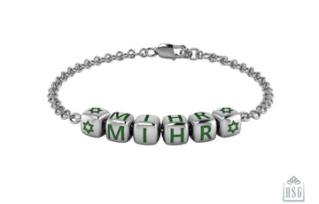 Sterling Silver Dice Babykubes Loose Bracelet For Baby & Child Green / 4 Babykubes Bracelets