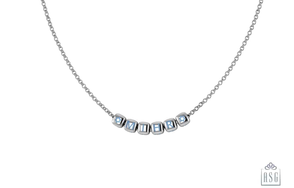 Sterling Silver Dice Babykubes Necklace For Baby & Child Blue / 9 Babykubes Kids Necklaces
