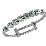 Sterling Silver Dice Babykubes On Twisted Adjustable Bracelet Kada Green Babykubes Baby Kada