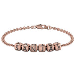 Sterling Silver Dice Cubes Name Bracelet For Boys & Men Pink Gold / For 7 Bracelets And