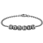 Sterling Silver Dice Cubes Name Bracelet For Boys & Men / For 7 Bracelets And