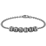 Sterling Silver Dice Cubes Name Bracelet For Boys & Men / For 7 Bracelets And