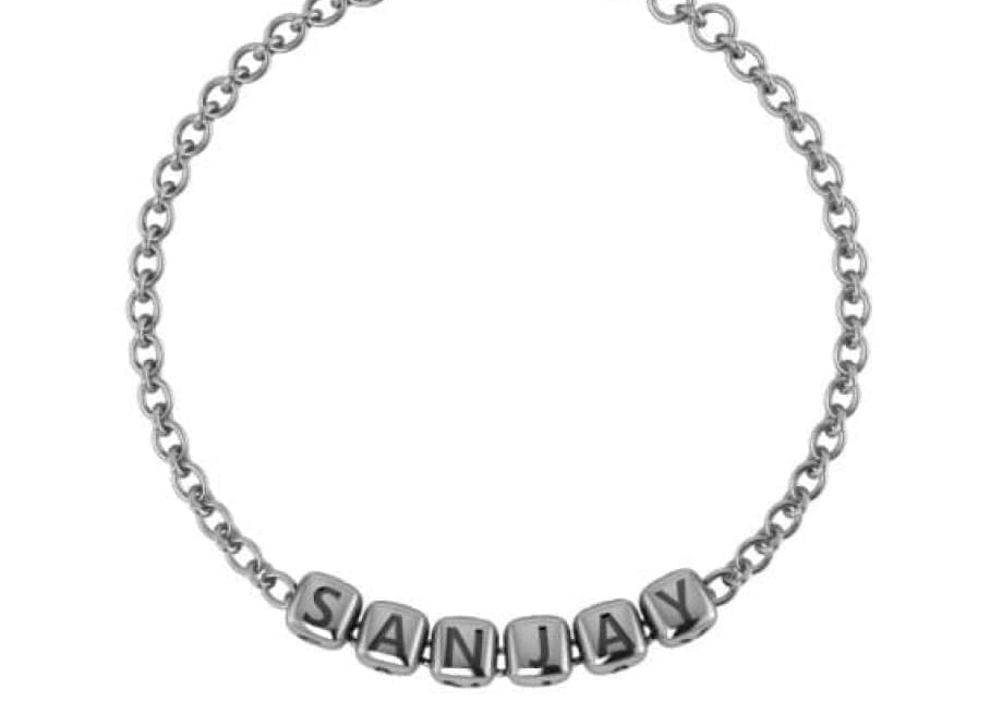 Sterling Silver Dice Cubes Name Bracelet For Boys & Men Bracelets And