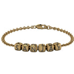 Sterling Silver Dice Cubes Name Bracelet For Boys & Men Yellow Gold / For 7 Bracelets And