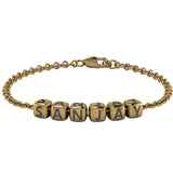 Sterling Silver Dice Cubes Name Bracelet For Boys & Men Yellow Gold / For 7 Bracelets And