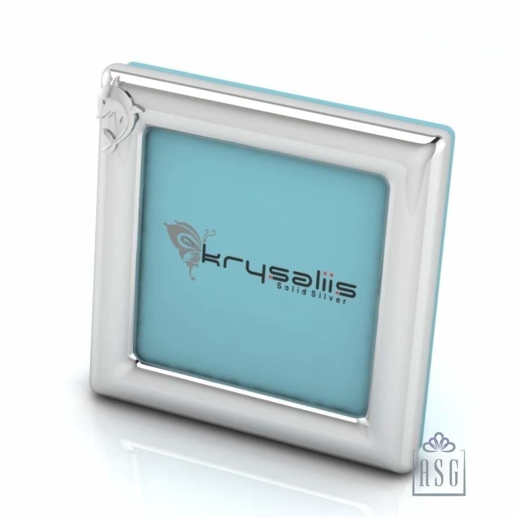 Silver Plated Dolphin Motif on a Square Baby Photo Frame