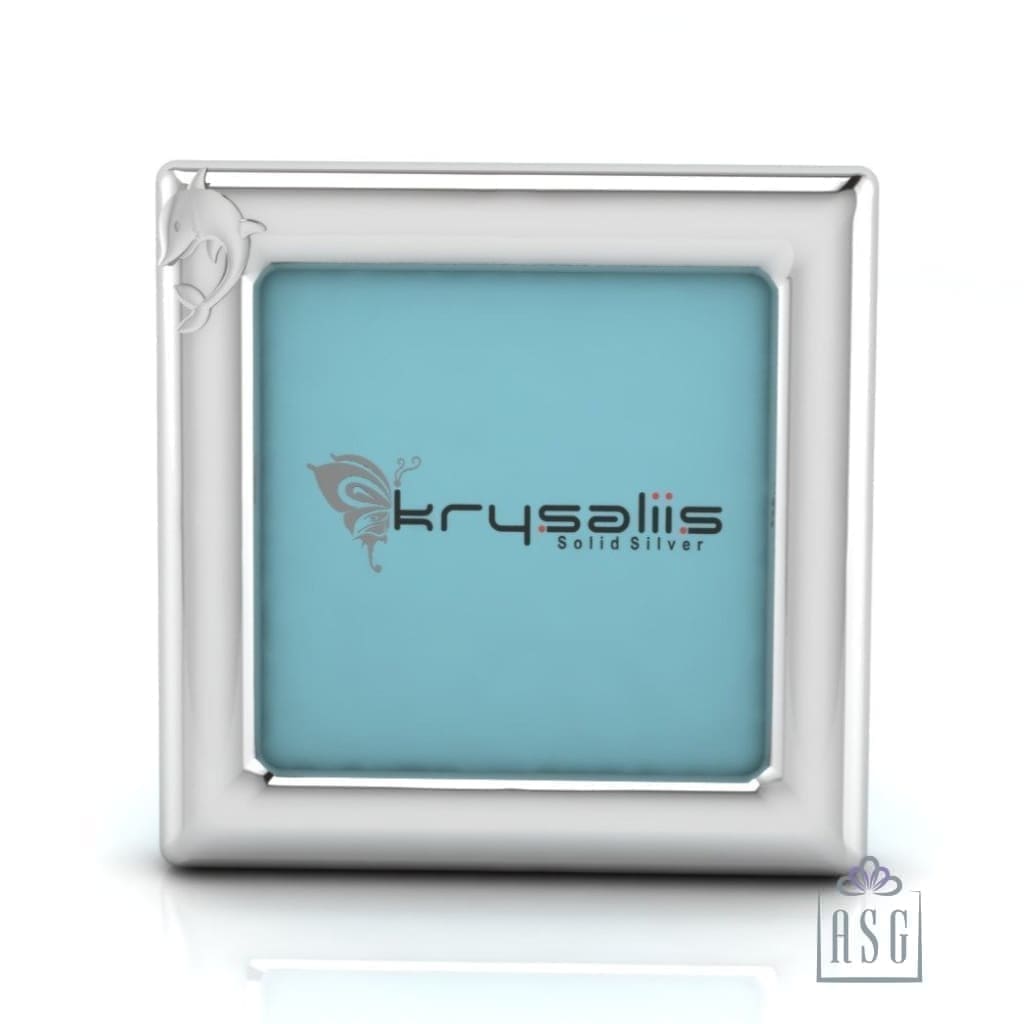 Silver Plated Dolphin Motif on a Square Baby Photo Frame
