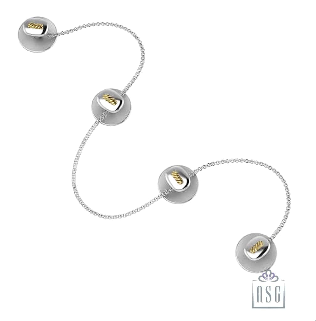 Sterling Silver Kurta Buttons for Men - Dual Tone Wired