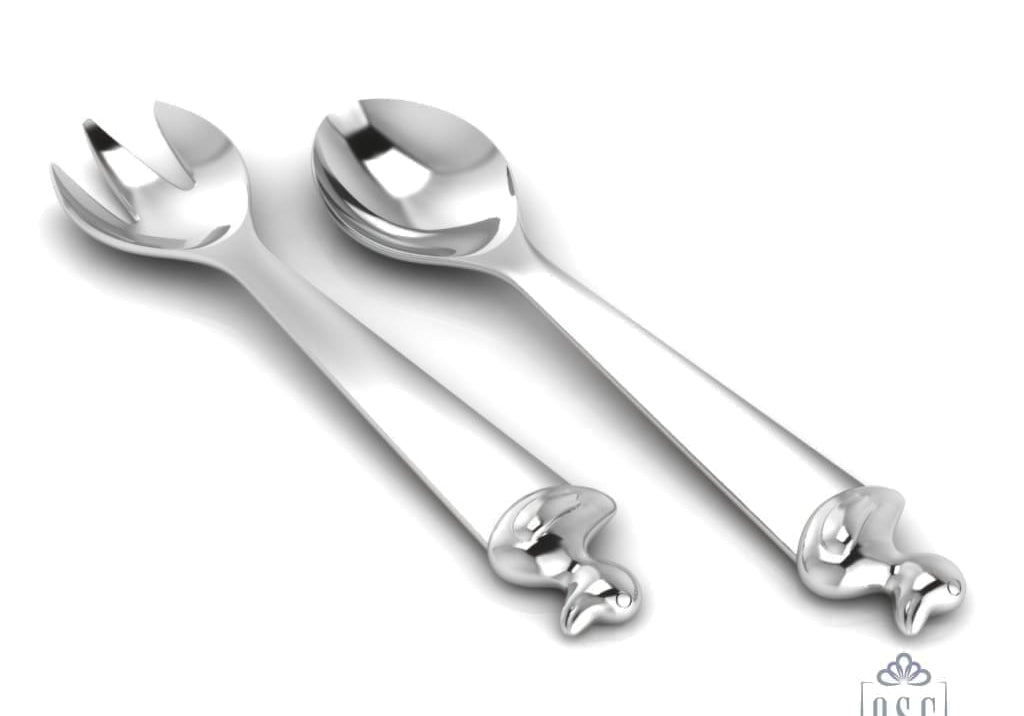 Sterling Silver Baby Spoon & Fork Set - The Duck Set