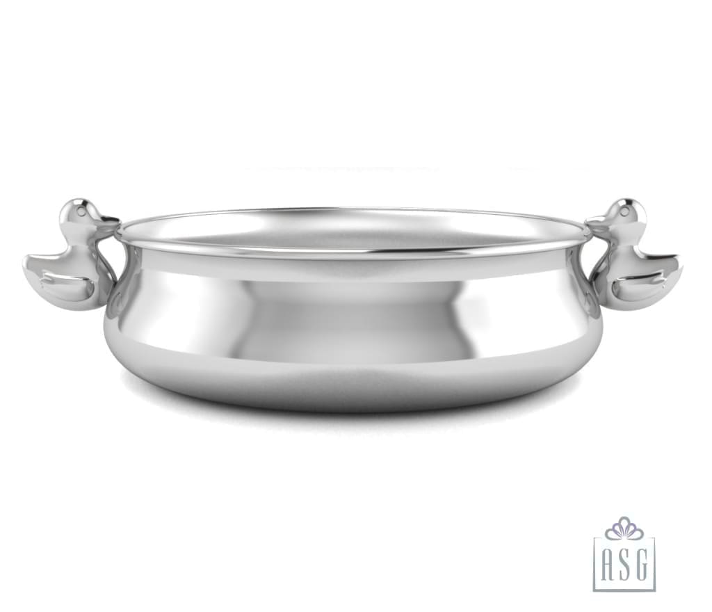 Sterling Silver Bowl for Baby and Child - Duck Feeding Porringer