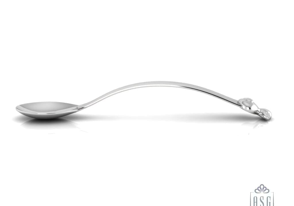 Sterling Silver Spoon for Baby and Child - Curved handle with Duck