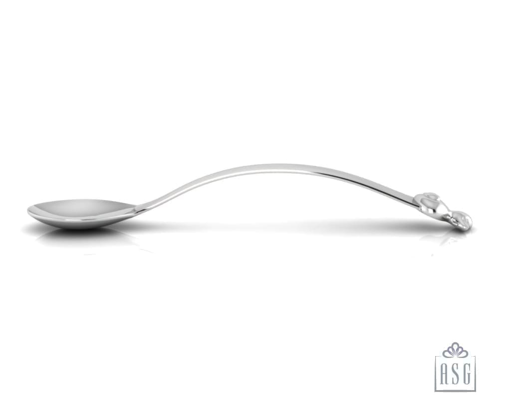 Sterling Silver Spoon for Baby and Child - Curved handle with Duck