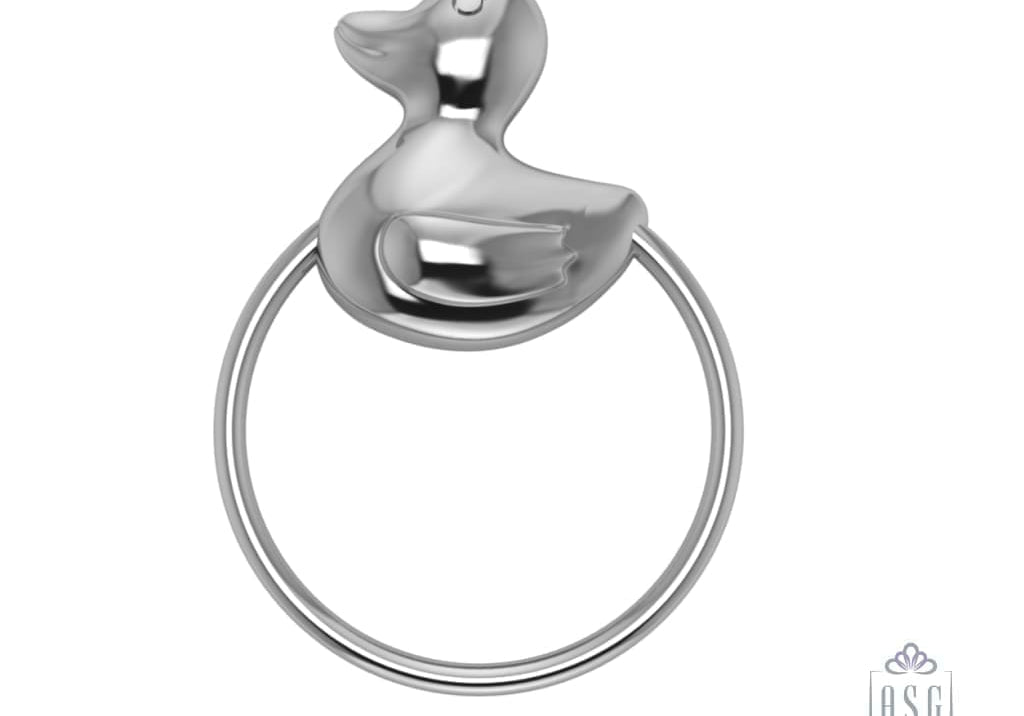 Sterling Silver Duck Ring Baby Rattle