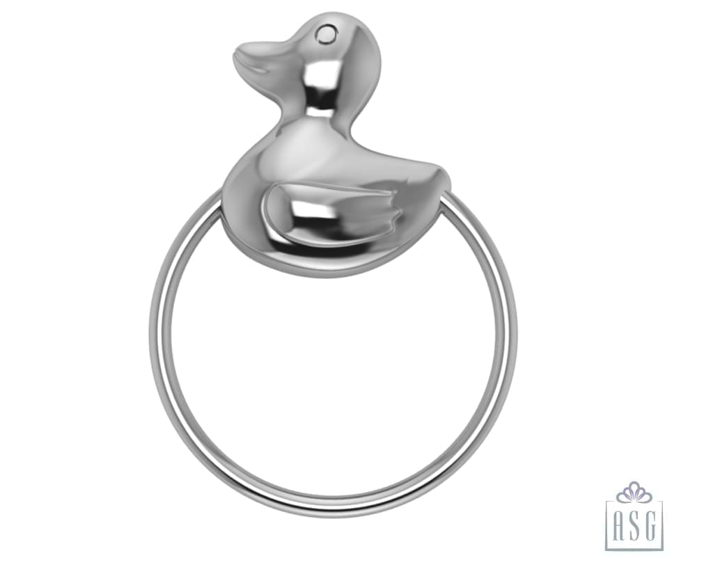 Sterling Silver Duck Ring Baby Rattle