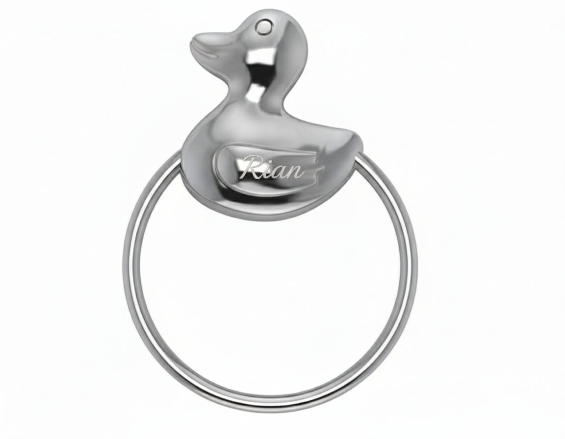 Sterling Silver Duck Ring Baby Rattle