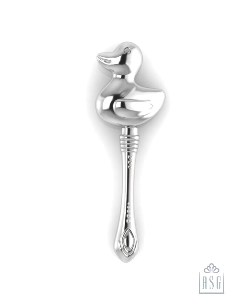 Sterling Silver Duck Baby Rattle by Krysaliis