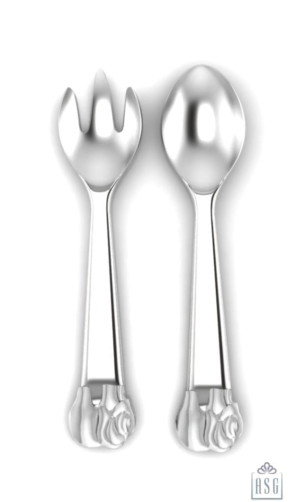 Sterling Silver Baby Spoon & Fork Set - The Elephant Set