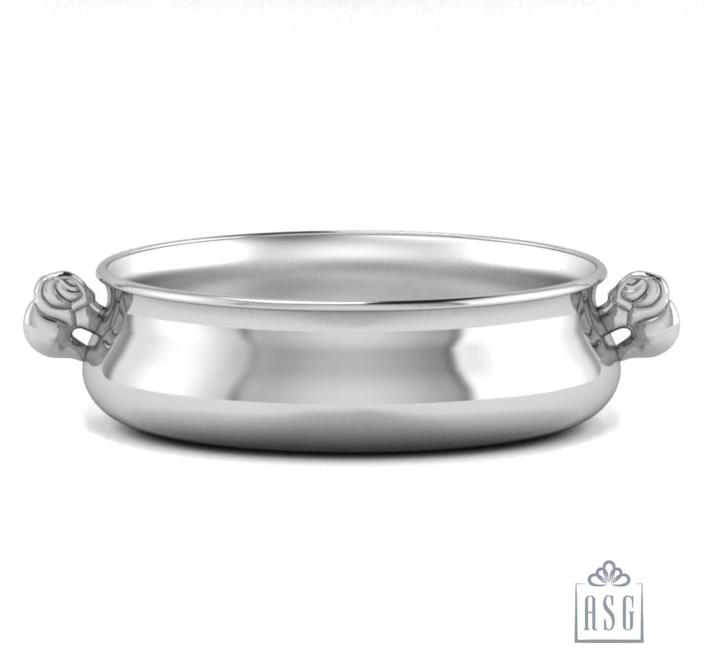 Sterling Silver Bowl for Baby and Child - Elephant Feeding Porringer