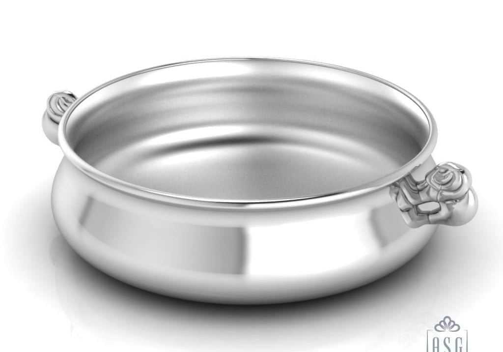 Sterling Silver Bowl for Baby and Child - Elephant Feeding Porringer