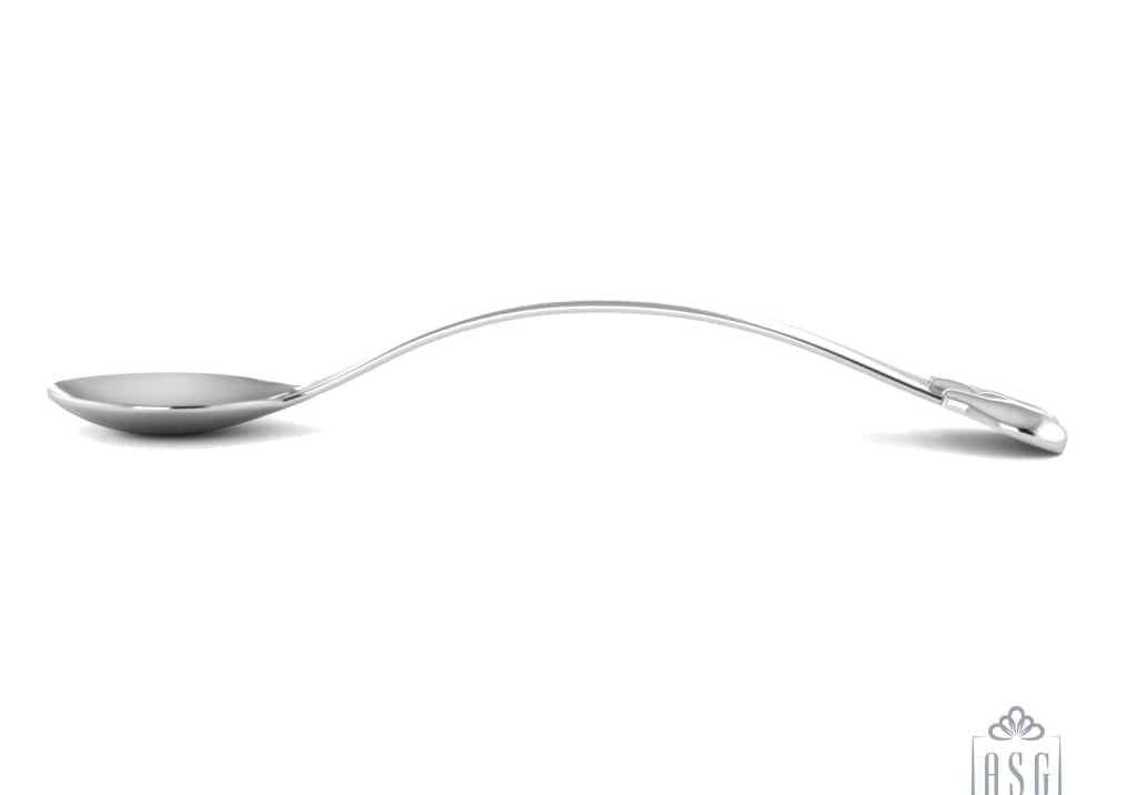 Sterling Silver Baby Spoon for Baby and Child - Curved handle with Elephant