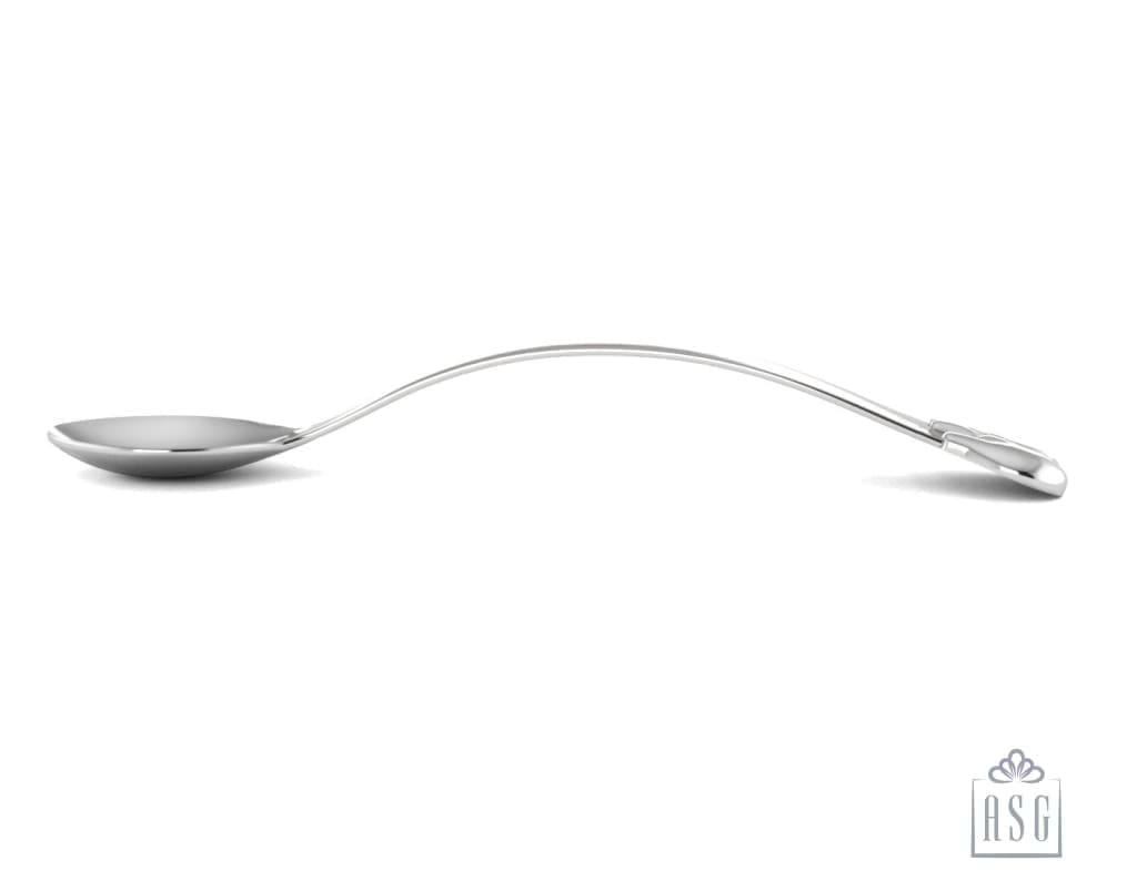 Sterling Silver Baby Spoon for Baby and Child - Curved handle with Elephant