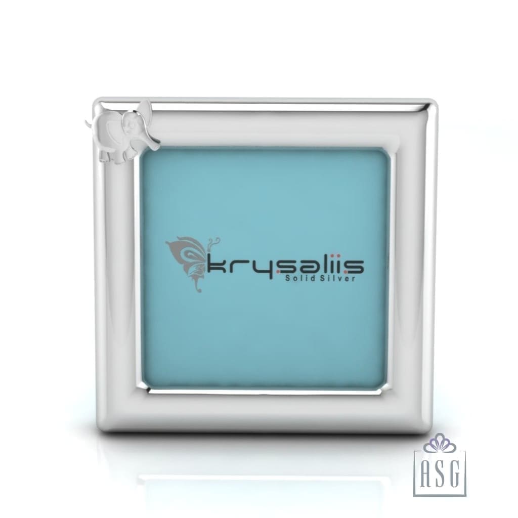 Silver Plated Photo Frame for Baby and Kids - Square with Elephant motif