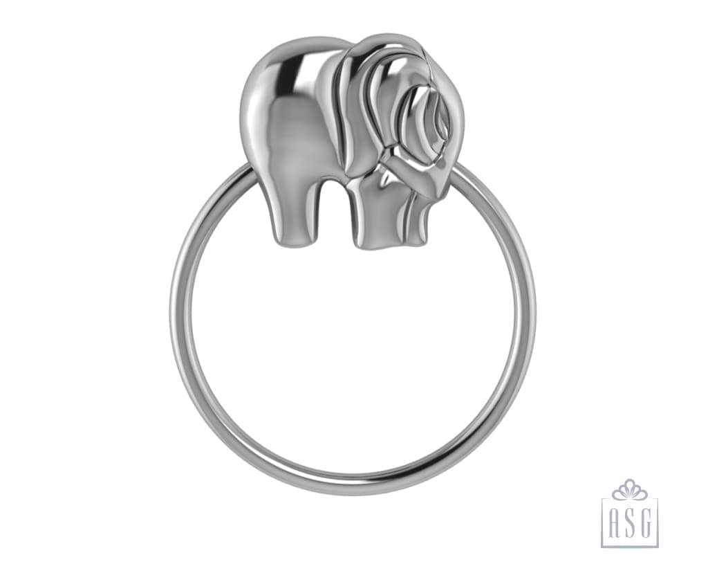 Sterling Silver Elephant Ring Baby Rattle