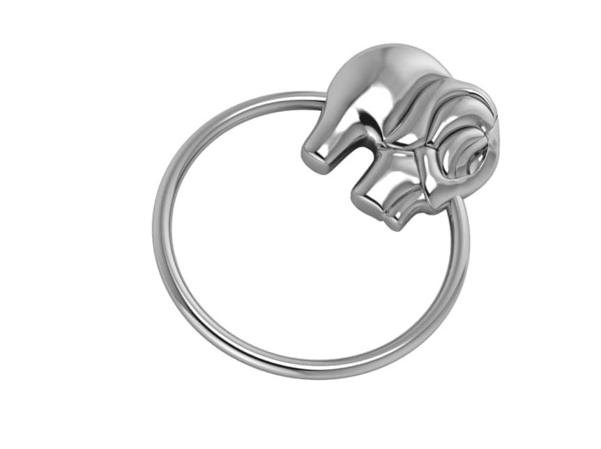Sterling Silver Elephant Ring Baby Rattle